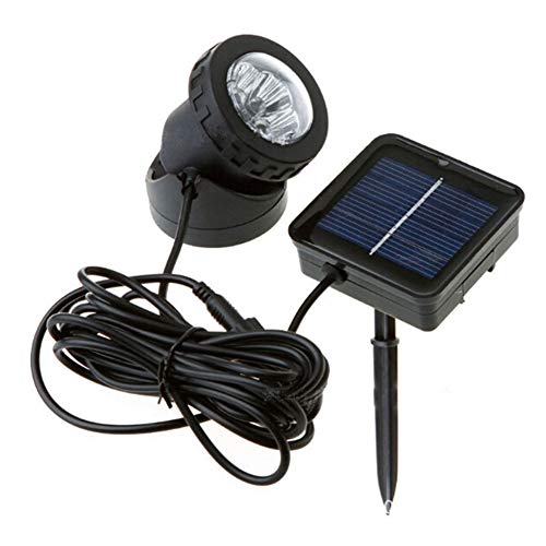 Luces solares subacuáticas, sensor automático, foco de estanque, lámpara de 6 LED, para fuente al aire libre, jardín, piscina, estanque, iluminación paisajística (blanco)