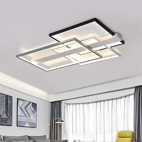 Luz para Salón LED 75W Lámpara de Techo Regulable Moderno Luce de Techo Lámparas Decorativas de Diseño Rectángulo Negro Blanco Gris Creatividad, Luz Interior in Hierro 4500LM Ra ≧ 80