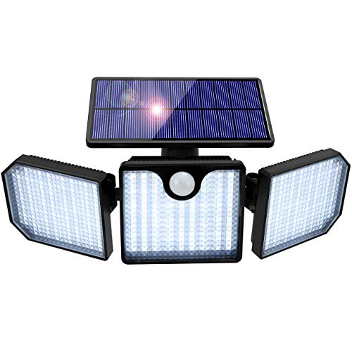 Luz Solar Exterior, Orelpo 230 LED Luces Solares Ajustable con Sensor de Movimiento y Gran Angular de 270 °, Foco Solar Exterior a Prueba de Agua IP65 para Jardín Garaje Camino