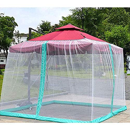 MIEMIE Jardín Mosquitera Paraguas Malla Red Pantalla de Mesa Exterior Canopy de Hierro Blanco para sombrillas Gazebos