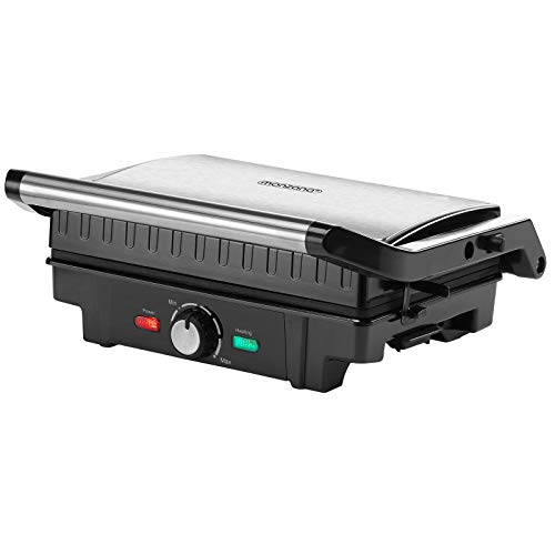 Monzana Parrilla eléctrica multifunción grill para asar carne paninis bocadillos sandwichera barbacoa de mesa 1600V