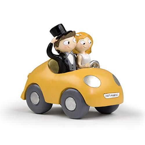 Mopec Figura de Pastel Pareja de Novios Pop & Fun en Coche, Blanco