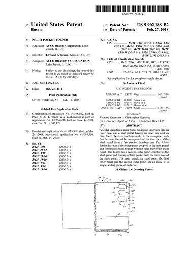 Multi-pocket folder: United States Patent 9902188 (English Edition)