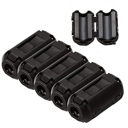 MZY1188 5pcs RFI emi Supresor de Ruido Clip Choke 3.5 / 7mm, Filtro de Cable de núcleo de Anillo de ferrita Componentes pasivos Negros