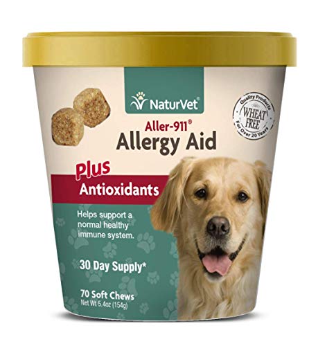 NaturVet Aller-911 Allergy Aid Plus Antioxidantes para Perros, 70 CT Soft Chews, Fabricado en Estados Unidos