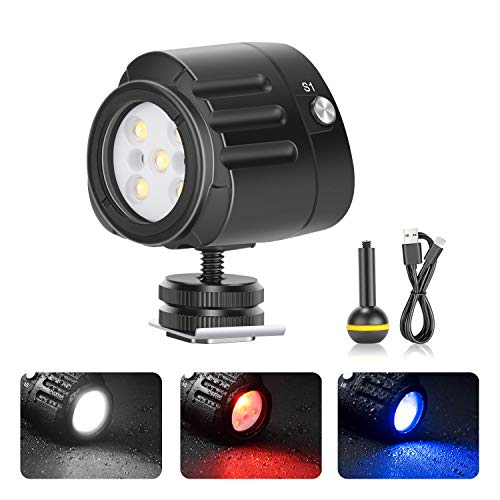 Neewer LED Luz de Video Impermeable Luz Subacuáticas de Buceo Luz Relleno Alta Potencia 40m con 5 Modos Compatible con Drones Yuneec dji Osmo Pocket Osmo Action GoPro 7/6/5 Canon Nikon DSLR