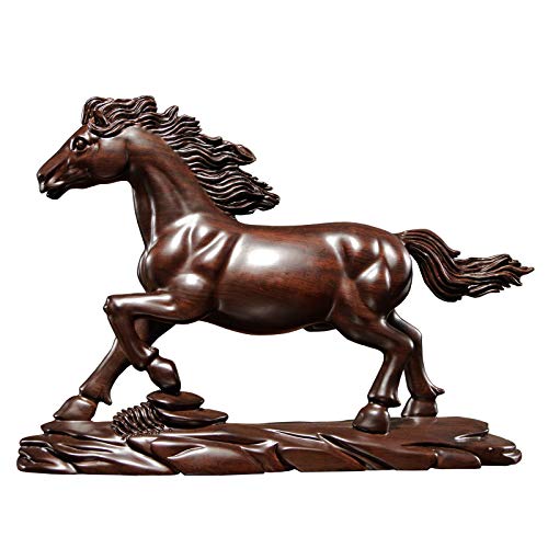 NYKK Arte Decorativo/Figura de Adorno Feng Shui ébano Tallado de Madera éxito Escultura Zodiaco Caballo casa Mesa decoración Escultura te trae Riqueza y Suerte Productos de decoración del hogar