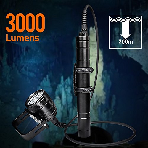 Odepro WD70 Linterna de Buceo Estilo Canister de 3000 Lúmenes de Potencia