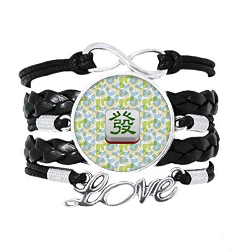 OFFbb-USA Mahjong Azulejos Diseño de fuente Chino Tradicional Pulsera Amor Accesorio Trenzado Cuero Cuerda de tejer Pulsera Regalo