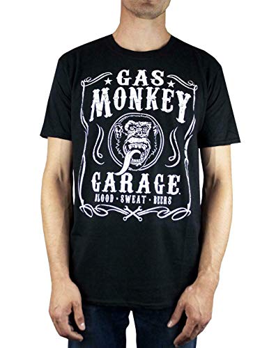 Oficial Gas Monkey Garage Sangre Sudor Cervezas Camiseta Negro Para los Hombres Medio – Pecho 38-40 pulgadas (96.5-101.5 cm) Black