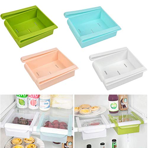 OFNMY 4pcs Organizador de Cajones Deslizante Multicolores Ideal para Frigorífico,Cocina, Despensa, Nevera