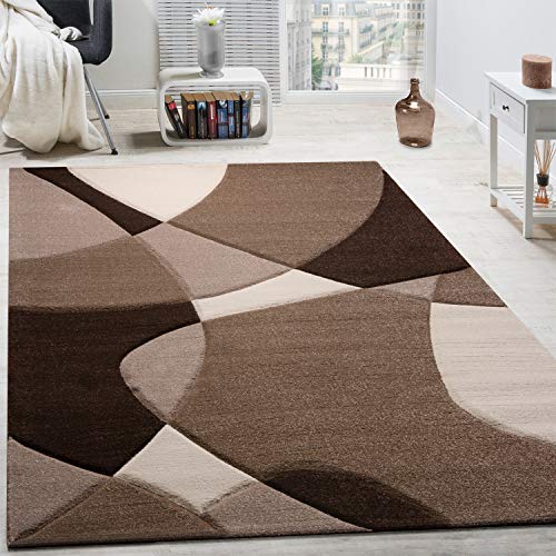 Paco Home Alfombra De Diseño Moderna Estampado Geométrico Contorneada Marrón Crema Beige, tamaño:200x290 cm