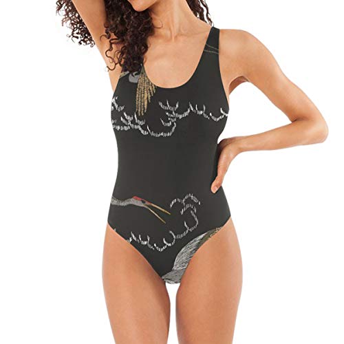 para Mujer M Traje de baño Combinado clásico Hermoso Traje de baño Lindo de pájaro de grúa Gran Bikini de una Pieza