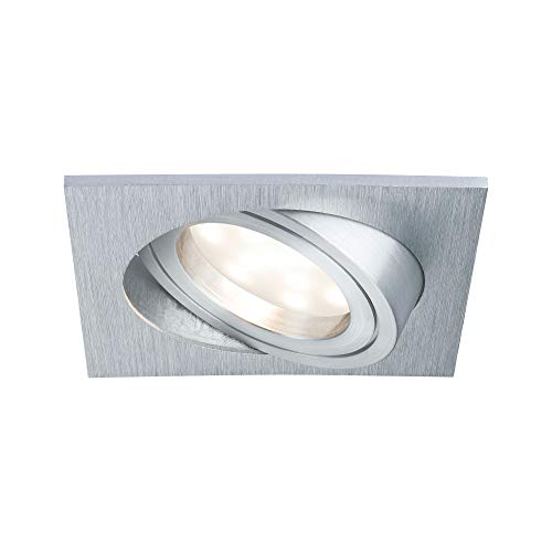 Paulmann 93986 Luminaria empotrable LED, Coin, foco empotrable plano, juego completo, satinado, bastidor empotrable cuadrado, foco de techo 3x6,8 W, lámpara empotrable de aluminio, orientable