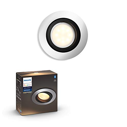 Philips Hue Milliskin foco empotrable Inteligente LED en aluminio con Bluetooth, Luz Blanca de Cálida a Fría, Compatible con Alexa y Google Home