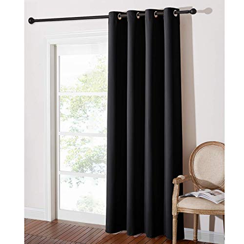 PONY DANCE Cortinas Opacas Negras -Tela Gruesa Resistente Invernal para Bloquear el Frío y Protección Privacidad, 1 Pieza, 140 x 240 cm, Negro