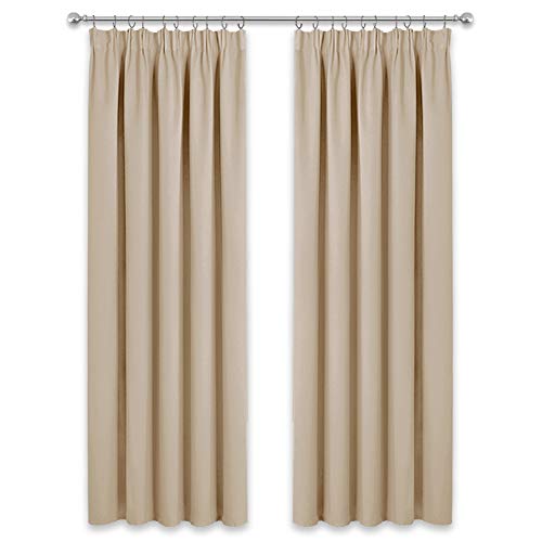 PONY DANCE Cortinas Termicas Beige - Paños Largos para Ventana Salon Habitacion Niños/Separadores de Ambientes Grandes Ruido Reduccion Luz Filtracion, Un Par, 228 x 228 CM (An x L)