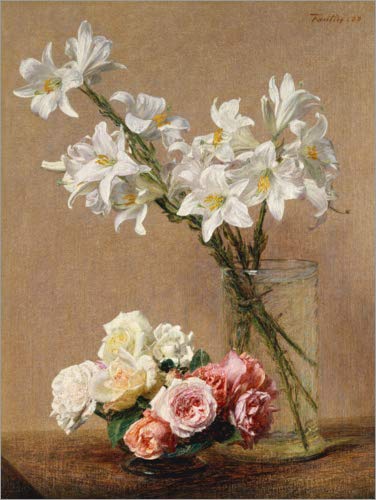 Posterlounge Cuadro de metacrilato 70 x 90 cm: Roses and Lilies de Henri Fantin-Latour/akg-Images