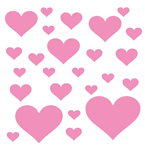 PREMYO 25 Corazones Pegatinas Pared Infantil - Vinilos Decorativos Habitación Bebé Niña - Fácil de Poner Rosa