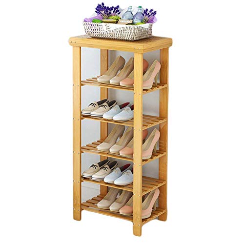 PYROJEWEL Soporte de flor de madera de bambú zapatero, zapatero, banco de zapatos de múltiples capas de madera maciza Simples Habitación Función montar, Puerta de entrada 80x28x99cm plataforma -A (31x