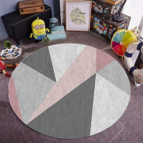 QALLP Alfombra Yute Redonda Figura Geométrica Rosa Gris Tejidas A Mano Es Fácil De Limpiar Las Manchas Decoración del Hogar De La Antideslizante Natural Dormitorio Lavable R3882 120X120Cm