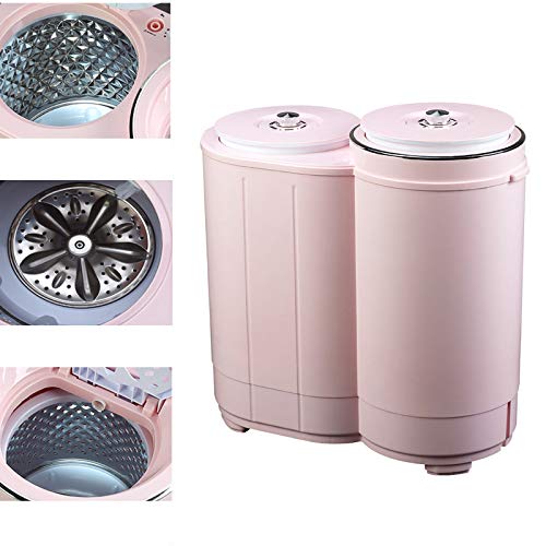 QHGao Mini Poderosa Deshidratación Máquina Portátil De Lavado Automático, Doble Lavadora Secadora De Ropa, Potente Rotación Cíclica, Compacta Máquina De Lavado Doble Bañera