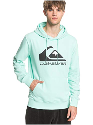 Quiksilver Comp Logo - Sudadera con Capucha para Hombre Fleece Top, Hombre, Beach Glass, L