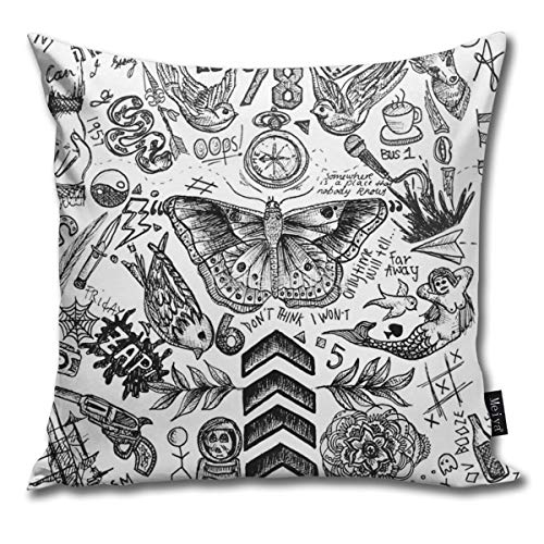 Rasyko One Direction TattoosThrow Funda de cojín para regalo, sofá, cama, coche, sofá, tamaño: 18 x 18 pulgadas