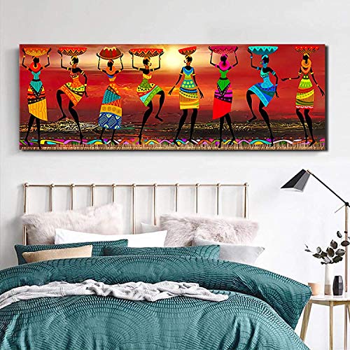 Refosian mujer africana arte lienzo pinturas mujer negra bailarina lienzo arte carteles arte africano cuadro de pared decoración del hogar 60x175cm sin marco