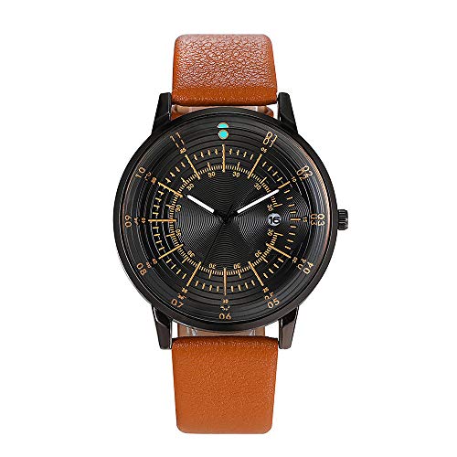 Reloj de Cuarzo Moda Dama Calendario Correa Reloj Nueva Personalidad Reloj de Cuarzo Hembra Naranja con Cara Negra Concha Negra