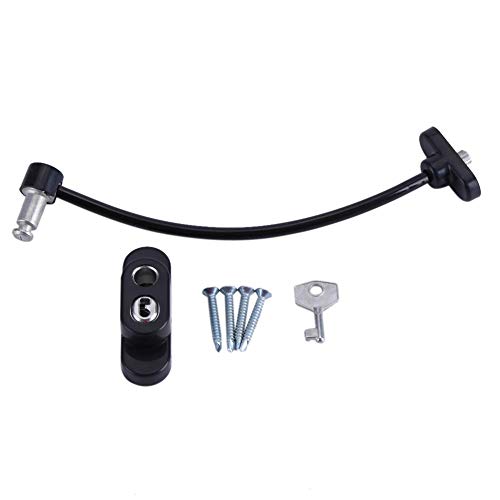 Restrictor de seguridad para ventanas Limitador de puertas de seguridad para evitar que los chiquitos de peligro potencial de caída de la ventana y puerta de apertura ( Color : Negro )