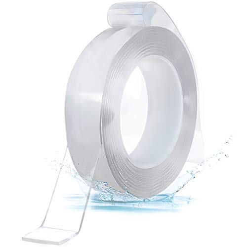 Reutilizable Nano Tape， transparente doble cara Cinta Adhesiva de Pared Fuerte, reutilizable antideslizante de gel fuerte lavable, para pared, cocina, alfombra, fijación de fotos (5M)