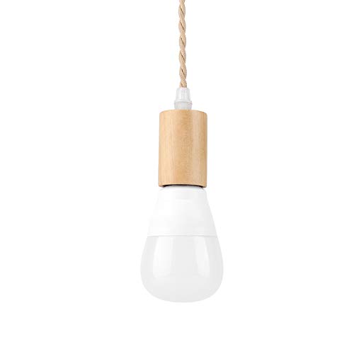 Riuty Luz Colgante E27, Estilo Vintage Vintage Lámpara de Techo de Madera Creativa Individual Decoración Colgante Luz 90-250V (La Bombilla no está incluida)