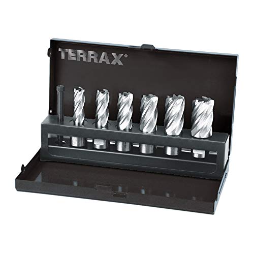 Ruko Terrax Juego vástago Weldon 19 mm de 7 Piezas (6 Brocas Huecas + 1 guía-expulsor), Negro