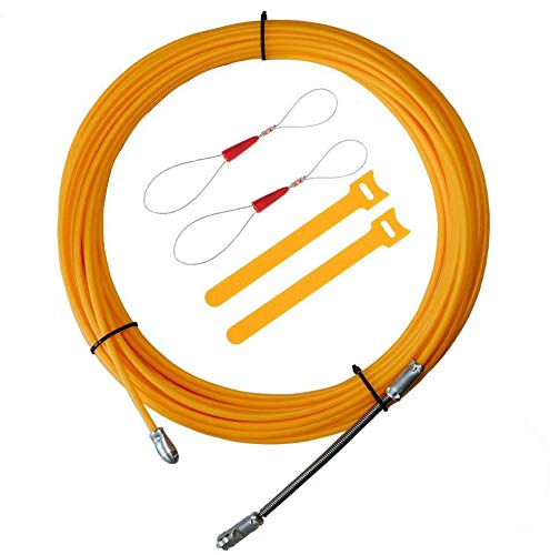 RUNCCI-YUN (15m Diámetro 4mm) Guia Pasacables, Guia Electricista, Electricistas Alambre Threading Dispositivo, Enhebrador de Alambre Electrico - Cable de Alimentación Eléctrico con Conectores de Cable