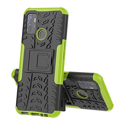 SHIEID Case for OPPO A53 Phone Cases, Kickstand Heavy Duty Armor Cover Shock Proof with Anti-Scratch Ultra-Thin, Double Layer Design Silicone TPU + Hard PC Phone Cover for OPPO A53, Green