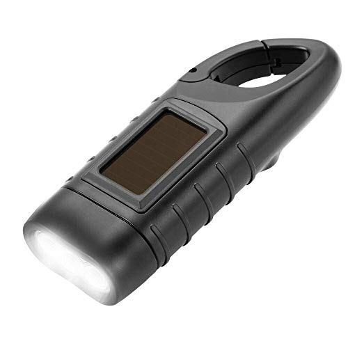 Simpeak Linterna LED Linterna Mini portátil, LED Linterna de Mano Resistente al Agua con Cargador Solar Linterna Dinamo para Ciclismo,Camping - Negro