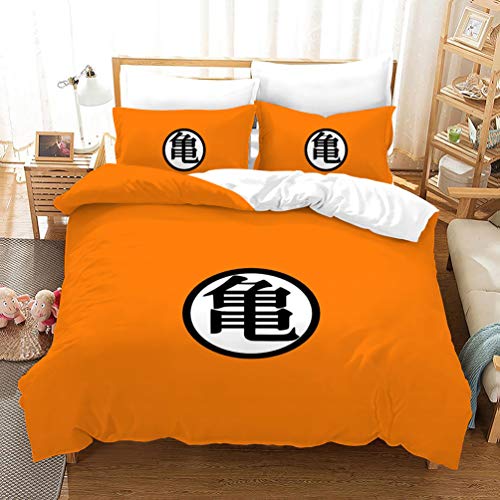 SK-YBB Juego de ropa de cama de Dragon Ball Goku con funda de edredón de Dragon Ball Super Manga Anime con cremallera y funda de almohada como regalo, adecuado para niños (A1, individual 135 x 200 cm)