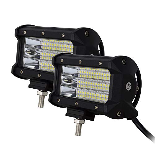 SKYWORLD Barra de luz LED, 2 unids 5 pulgadas 12.7 cm 135W Quad Row Spot Beam Barra de luz LED Trabajo de conducción Luces de campo a través Lámpara de niebla para ATV UTV SUV