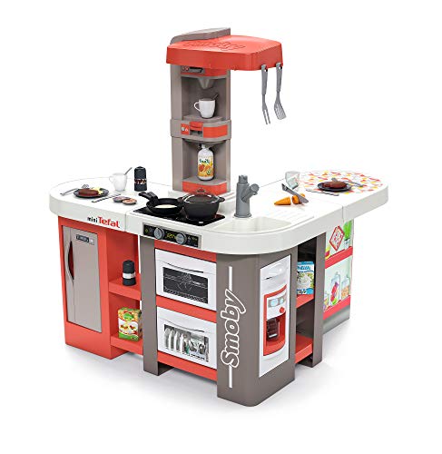 Smoby - Cocina Tefal Studio Bubble XXL – Cocina en ángulo Extravagante, con Sonido, para niños a Partir de 3 años, con Muchos Accesorios, Color Rojo.