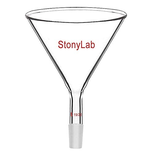 StonyLab Glass Short Stem Powder embudo con 100 mm Top O.D. y 19/22 Inner Joint Filter Embudo Embudo de vidrio