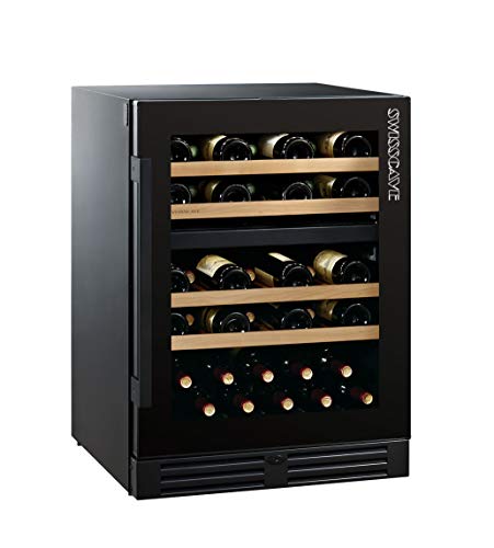 SWISSCAVE Black Edition WLB-160DF - Climatizador de vino (2 zonas, 47-55 fl.)