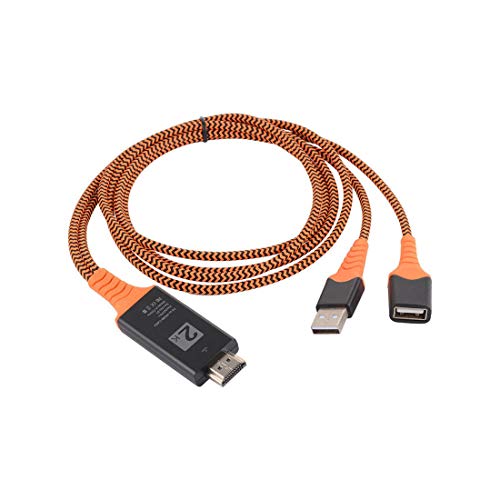 Tamaño portátil Cable de Nylon Trenzado USB Hembra a HDMI Macho HDTV Adaptador Cable Soporte Tipo-C iOS Cable - Naranja