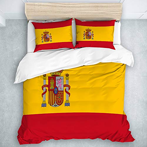 TARTINY Bedding Juego de Funda de Edredón Rojo Bandera española de España Armas