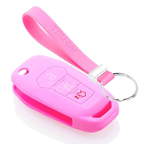 TBU car Funda Carcasa Llave Compatible con Ford - Funda de Silicona - Cover de Llave Coche - Rosa