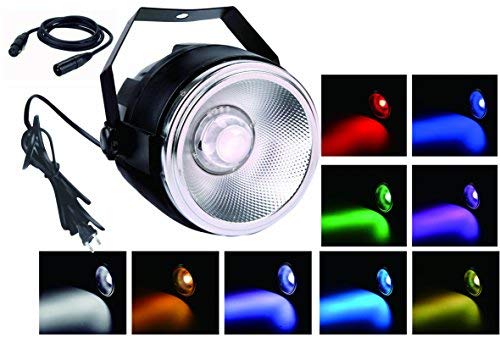 TOM - Foco de luz LED RGBW COB de 45 W con un reflector de aluminio brillante y lente y protocolo DMX512 de 7 canales para iluminación de bodas, fiestas y teatros