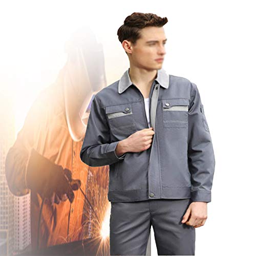 Transpirable Comodo Chaqueta Soldador,Ropa De Seguridad, Ajustable, Adecuado para Hombres Y Mujeres, Huerto, Alfarería, Taller De Artesanía, Actividades De Garaje,Gris,XXXXL