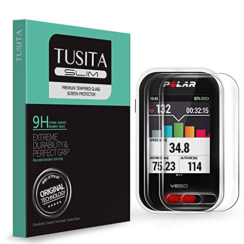 TUSITA Cristal Templado para Polar V650 - Protector Pantalla (2 Unidades) Ultrafino Vidrio (0.33mm), Ultraresistente (9H Dureza)