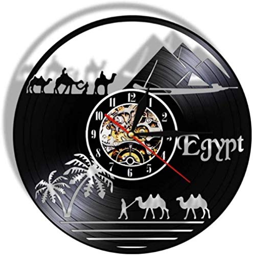 TZMR Reloj de Pared Registro Camel pirámide Vinilo Reloj de Pared decoración del hogar Registro de CD decoración única del hogar Regalo de cumpleaños de Navidad 12 Pulgadas