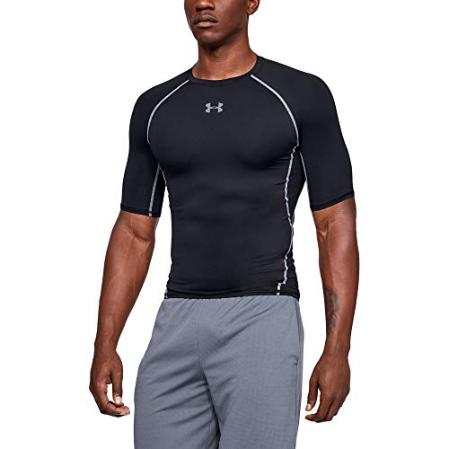 Under Armour UA HG Armour SS Camiseta, Hombre, Negro (Black/Steel 001), 3XL